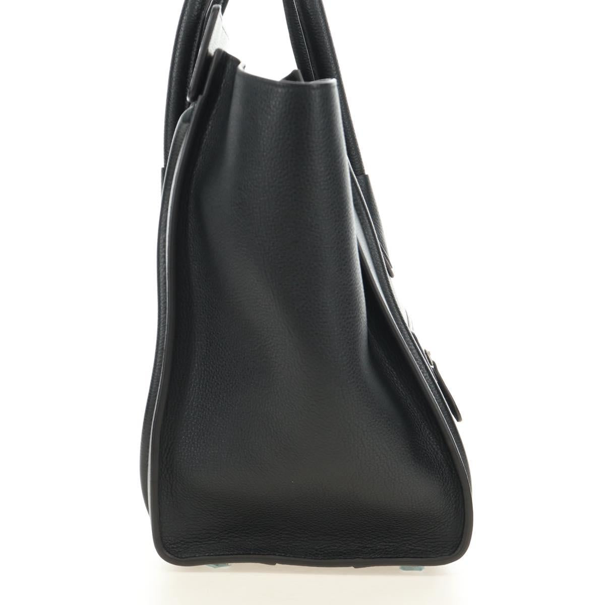 CELINE Luggage Mini Shopper Hand Bag Leather Black Silver Auth yk20526SAM