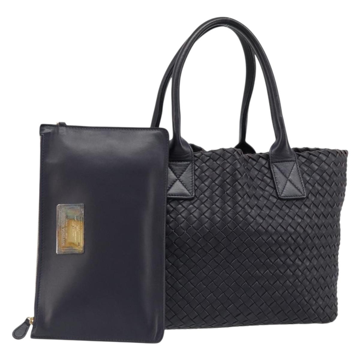 BOTTEGA VENETA INTRECCIATO Cabas PM Hand Bag Leather Purple Gold Auth yk20527SAV