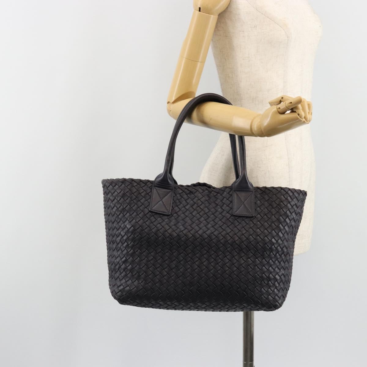BOTTEGA VENETA INTRECCIATO Cabas PM Hand Bag Leather Purple Gold Auth yk20527SAV