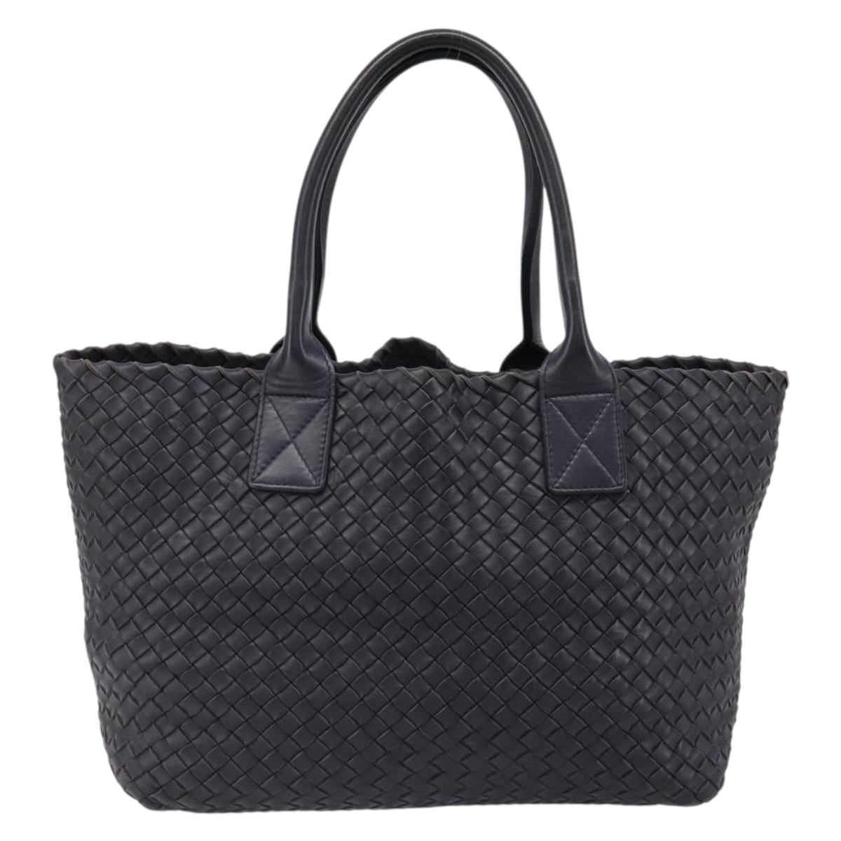 BOTTEGA VENETA INTRECCIATO Cabas PM Hand Bag Leather Purple Gold Auth yk20527SAV