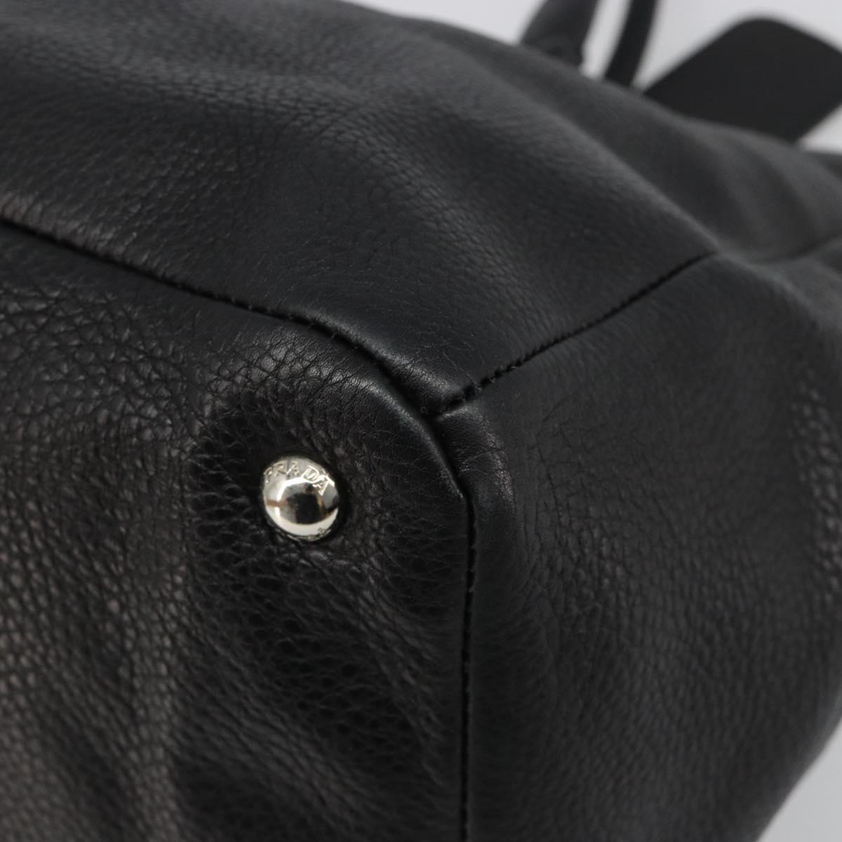 PRADA Tote Bag Leather 2way Black Silver Auth yk20528A
