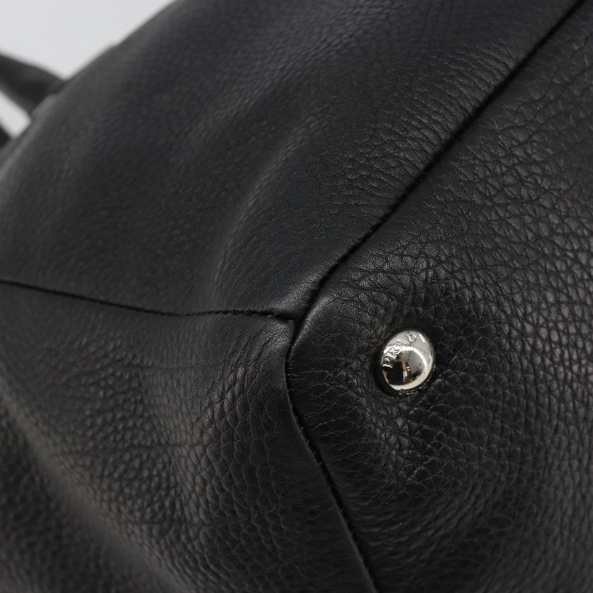 PRADA Tote Bag Leather 2way Black Silver Auth yk20528A