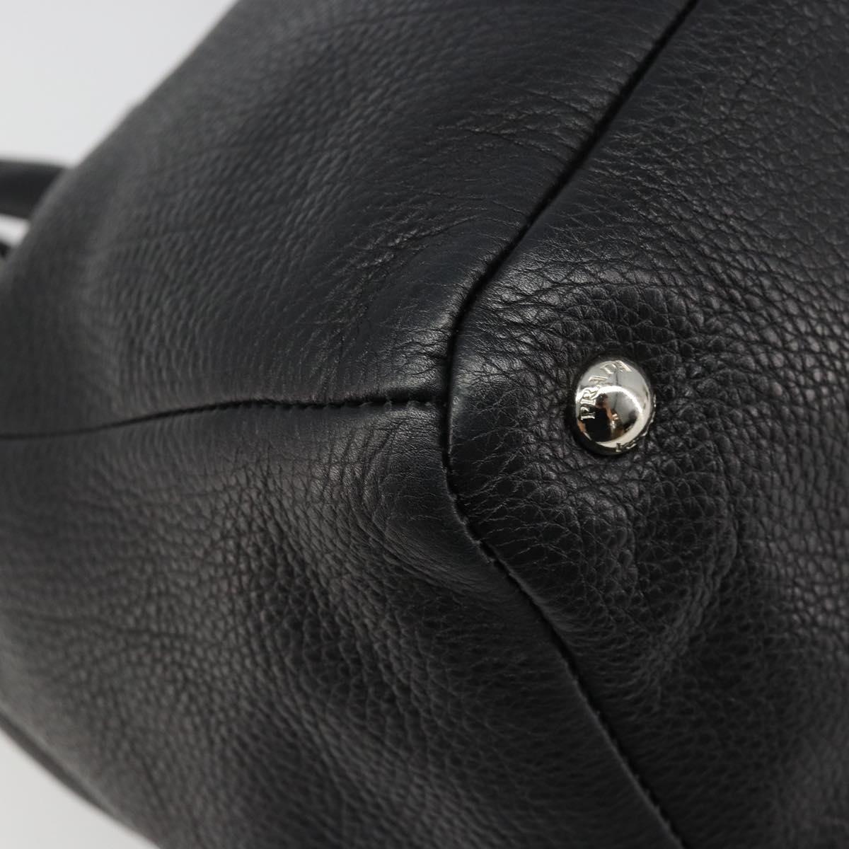 PRADA Tote Bag Leather 2way Black Silver Auth yk20528A
