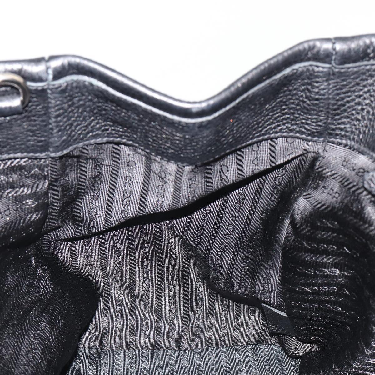 PRADA Tote Bag Leather 2way Black Silver Auth yk20528A