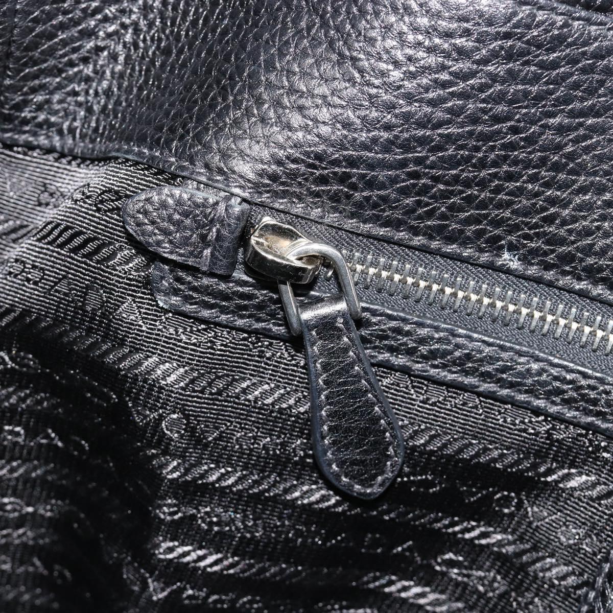 PRADA Tote Bag Leather 2way Black Silver Auth yk20528A