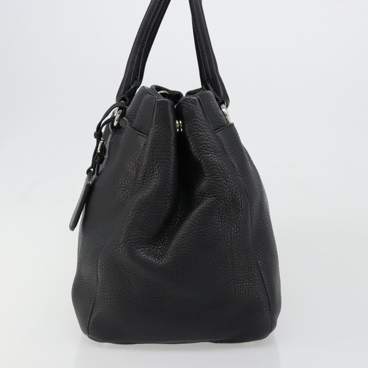 PRADA Tote Bag Leather 2way Black Silver Auth yk20528A