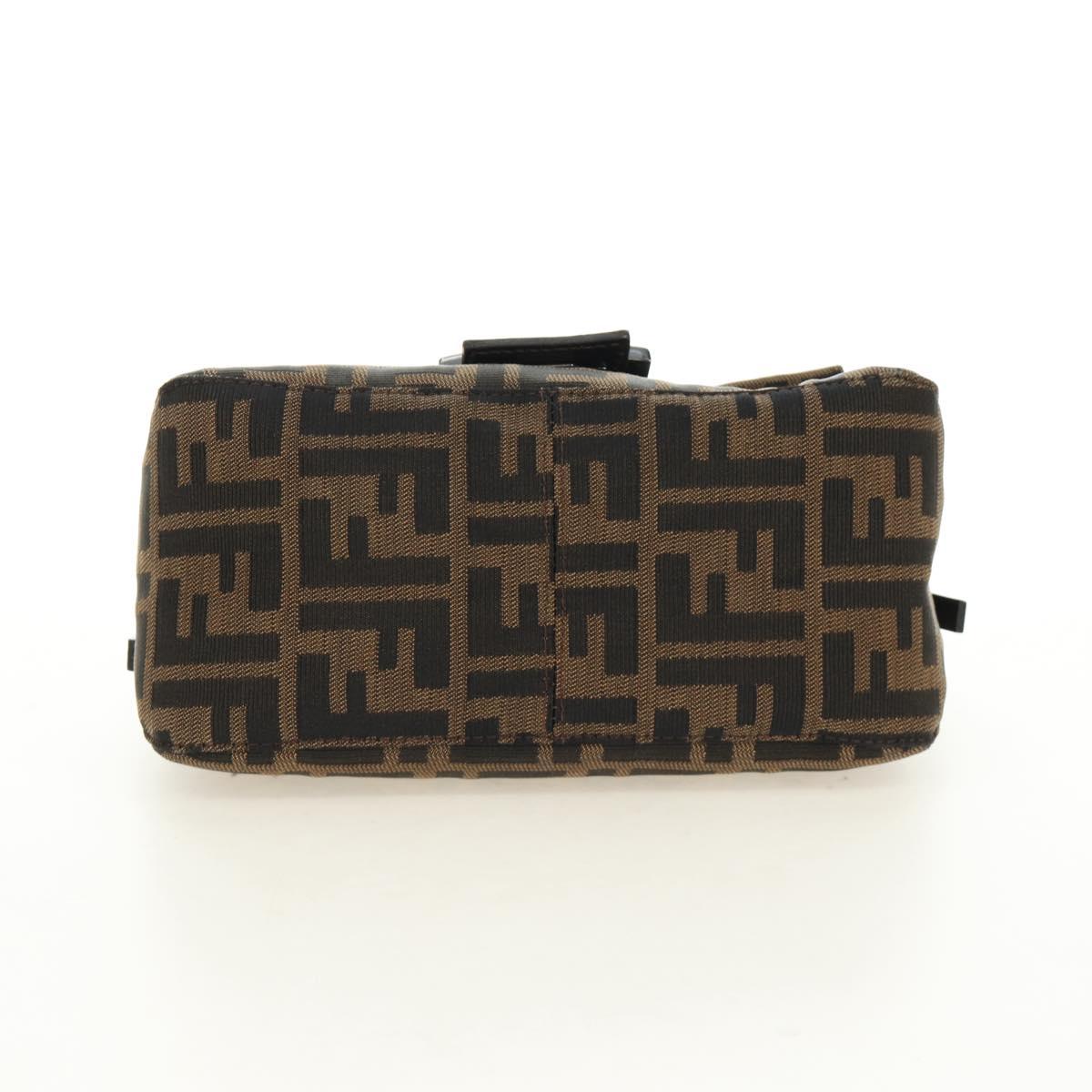 FENDI Zucca Canvas Mamma Baguette Mini Shoulder Bag Black Brown Auth yk20529SAM
