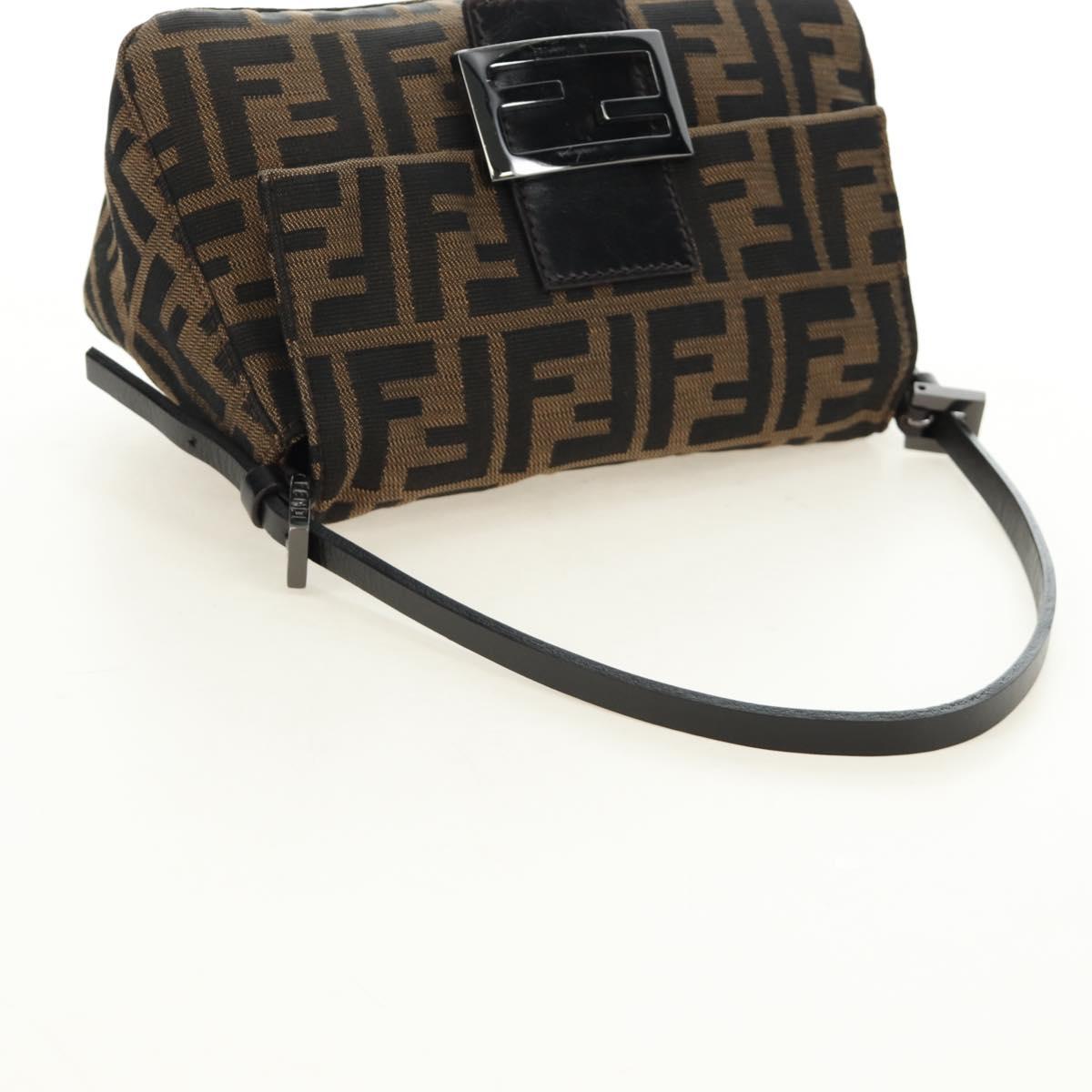 FENDI Zucca Canvas Mamma Baguette Mini Shoulder Bag Black Brown Auth yk20529SAM