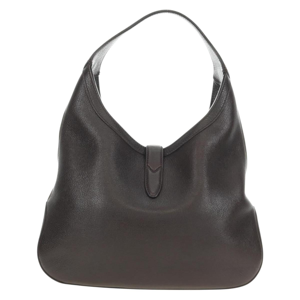 GUCCI New Jackie Web Sherry Line Bag Leather Brown Gold 365458 Auth yk20531SAM