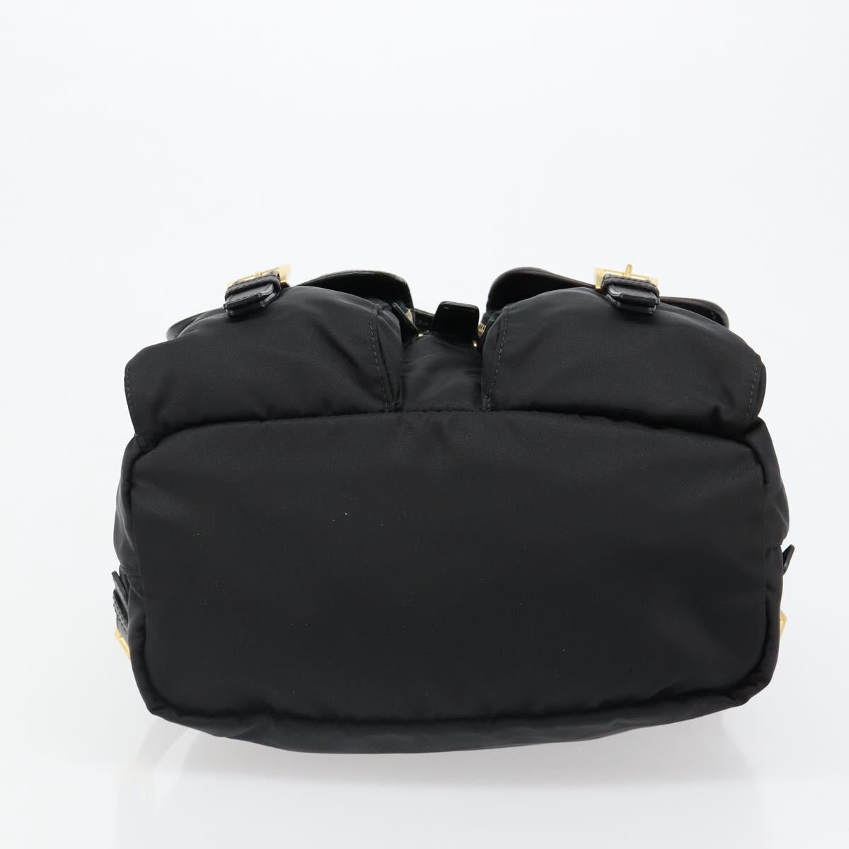 PRADA Backpack Nylon Black Gold Auth yk20532SAV