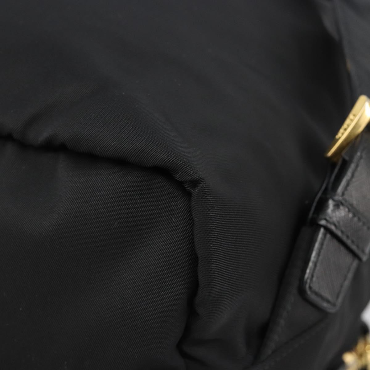 PRADA Backpack Nylon Black Gold Auth yk20532SAV