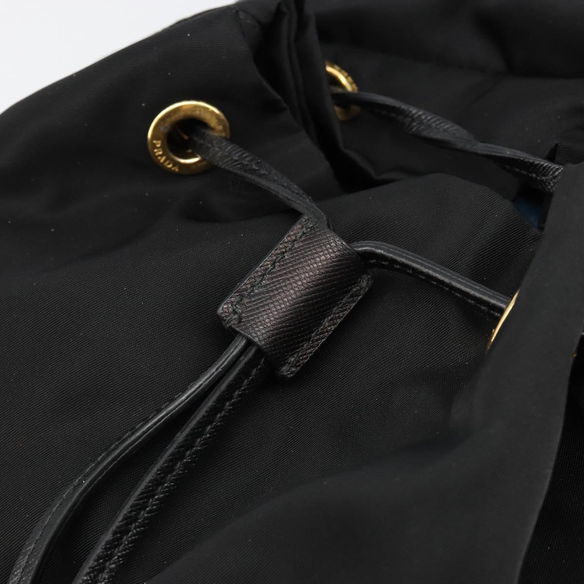 PRADA Backpack Nylon Black Gold Auth yk20532SAV