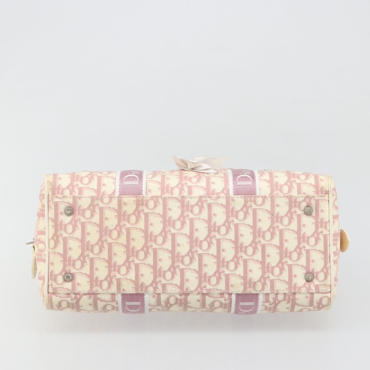 Christian Dior Trotter Canvas Hand Bag PVC Pink Silver Auth yk20537