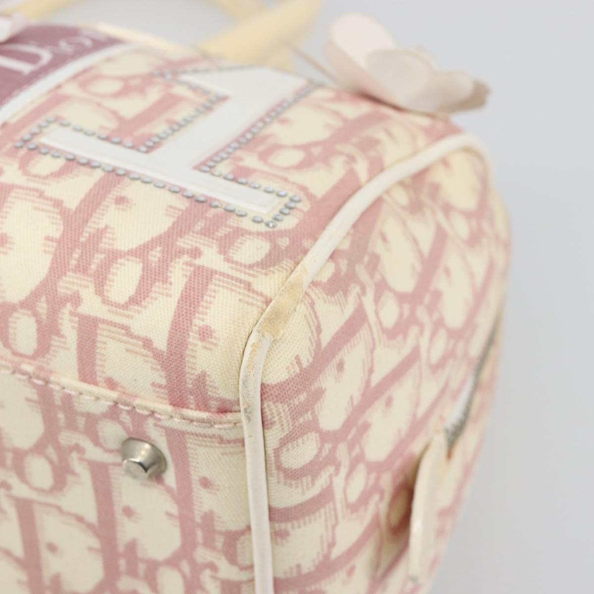 Christian Dior Trotter Canvas Hand Bag PVC Pink Silver Auth yk20537