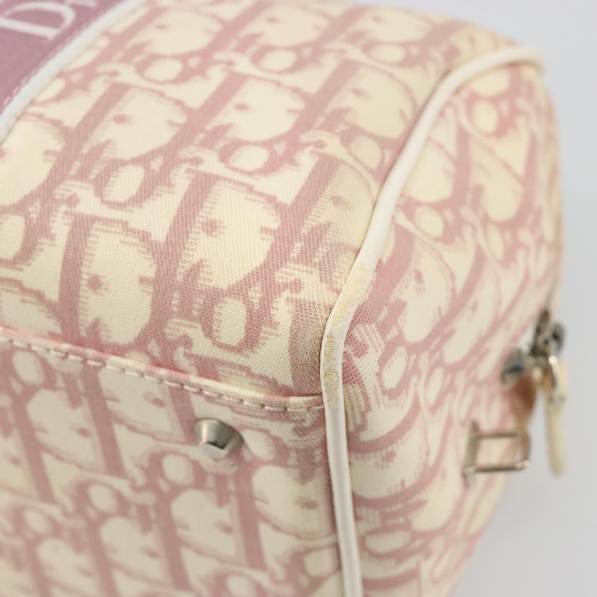 Christian Dior Trotter Canvas Hand Bag PVC Pink Silver Auth yk20537