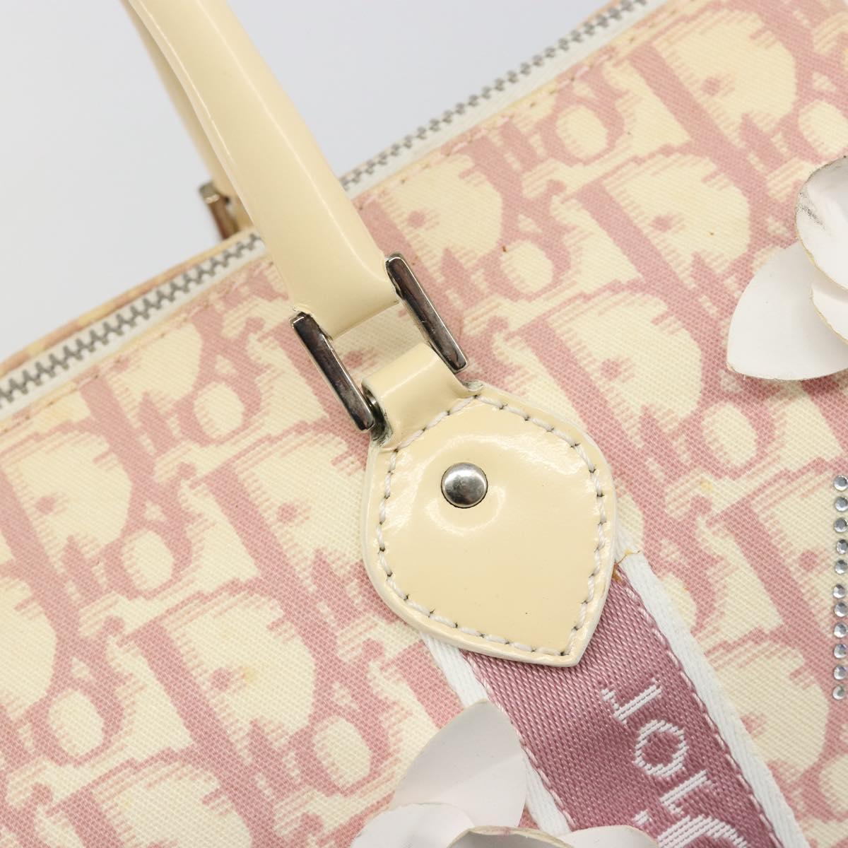 Christian Dior Trotter Canvas Hand Bag PVC Pink Silver Auth yk20537