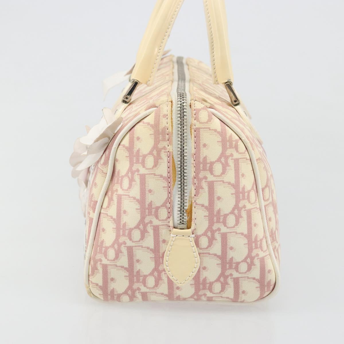 Christian Dior Trotter Canvas Hand Bag PVC Pink Silver Auth yk20537