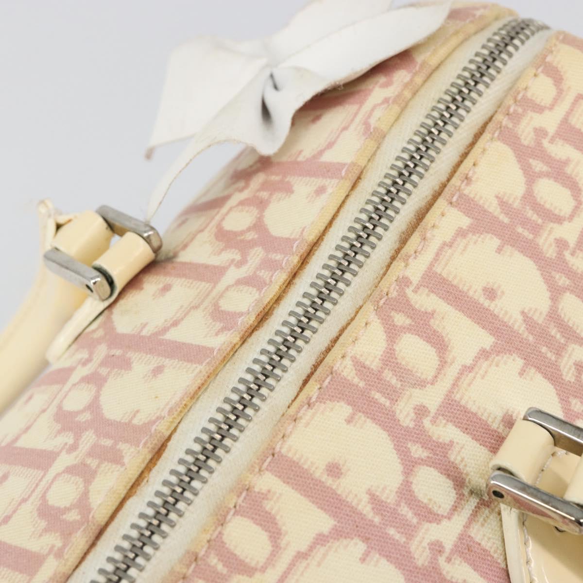 Christian Dior Trotter Canvas Hand Bag PVC Pink Silver Auth yk20537