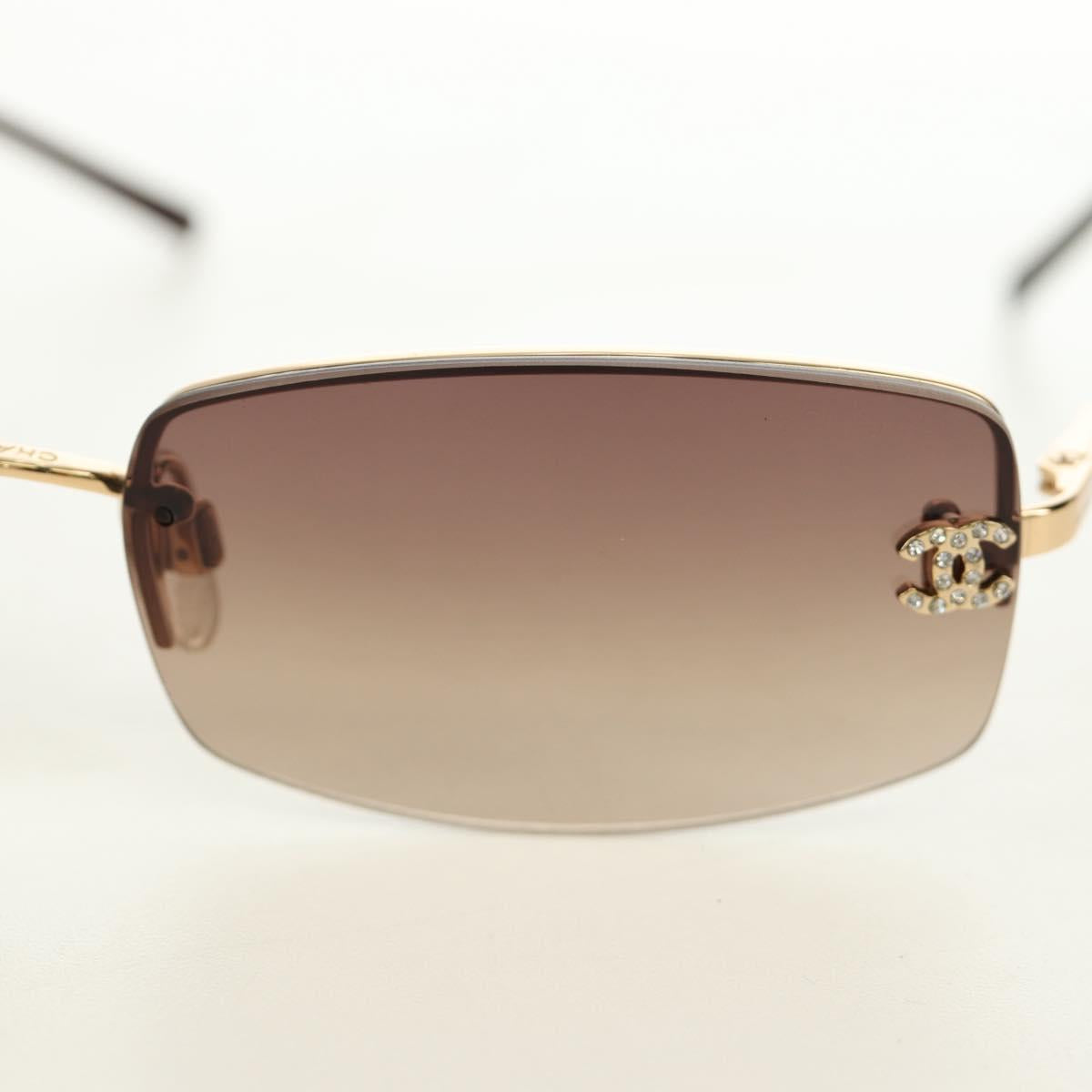 CHANEL Sunglasses Metal Gold CC Auth yk20538M