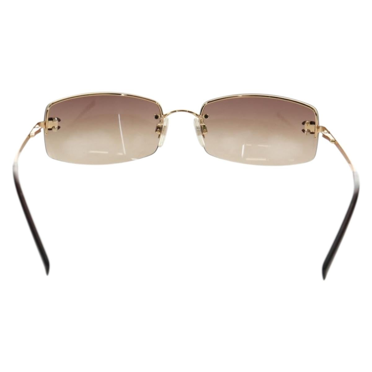 CHANEL Sunglasses Metal Gold CC Auth yk20538M