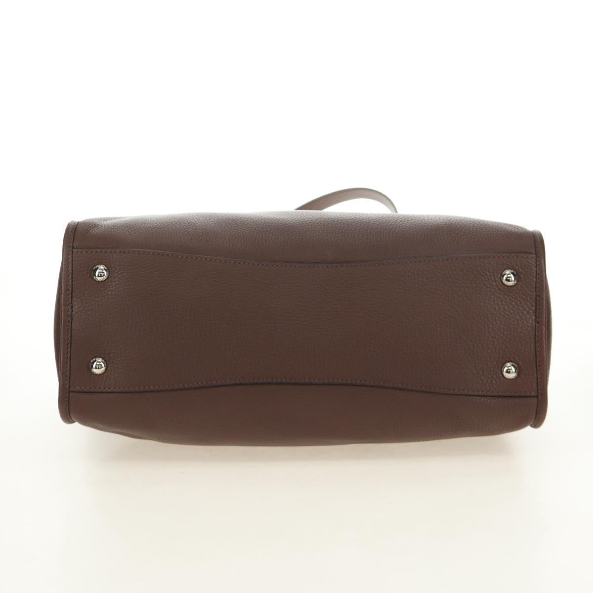PRADA Hand Bag Leather 2way Brown Silver Auth yk20539SAM