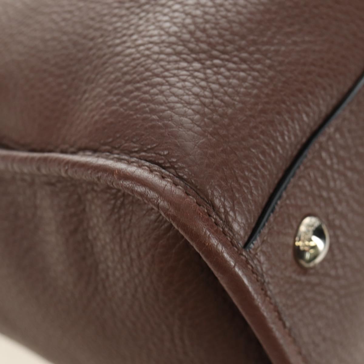 PRADA Hand Bag Leather 2way Brown Silver Auth yk20539SAM