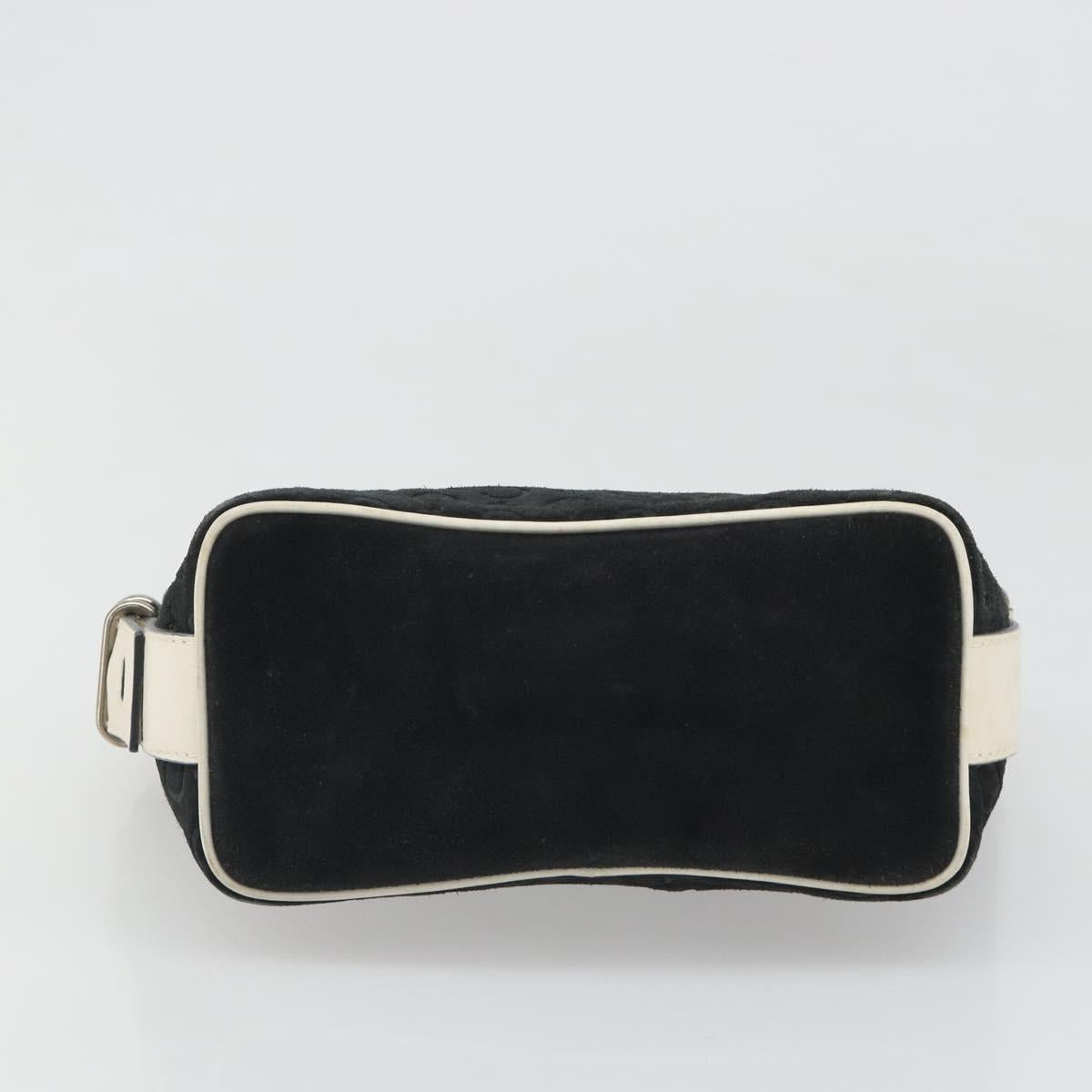 CELINE C Macadam Canvas Hand Bag Suede Black Silver Auth yk20542