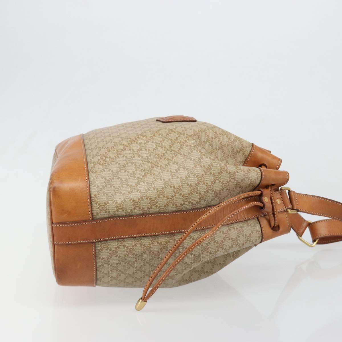 CELINE Macadam Canvas Shoulder Bag PVC Beige Gold Auth yk20544A