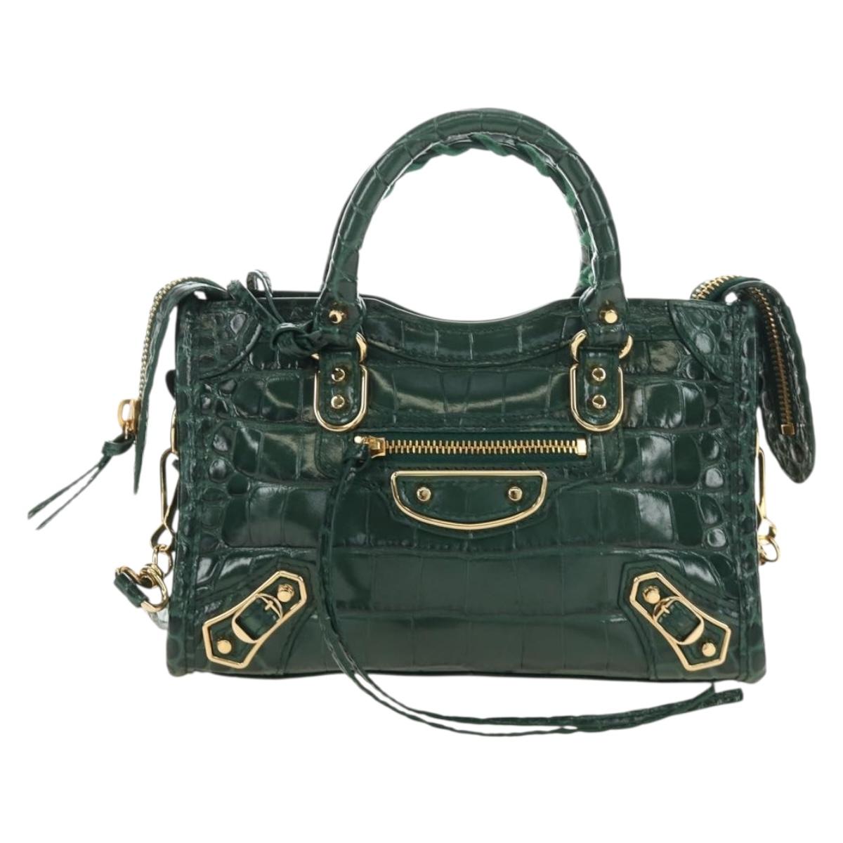 BALENCIAGA Classic Nano City Bag Embossed leather 2way 505982 Auth yk20546SAM