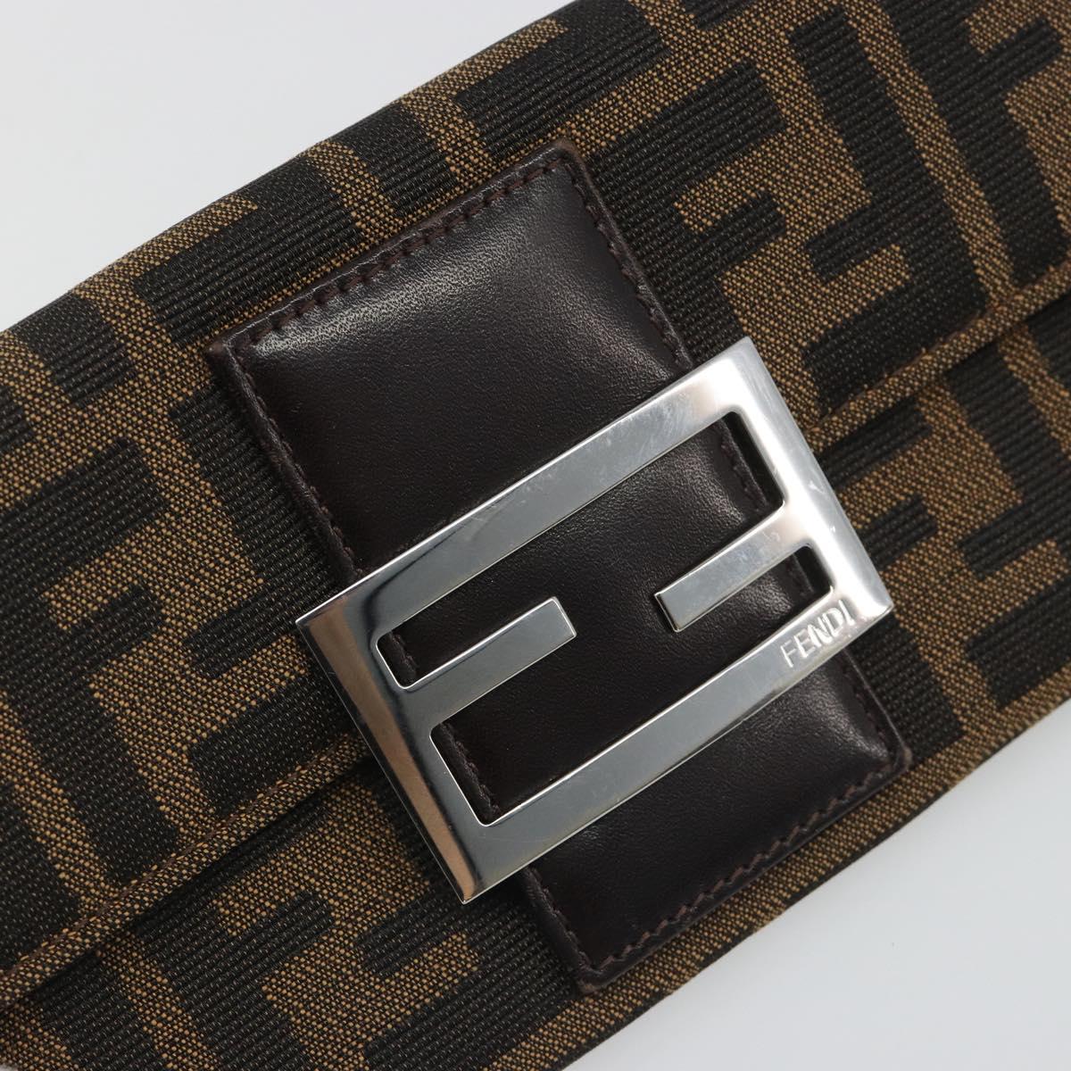 FENDI Zucca Canvas Wallet Black Brown Auth yk20547A