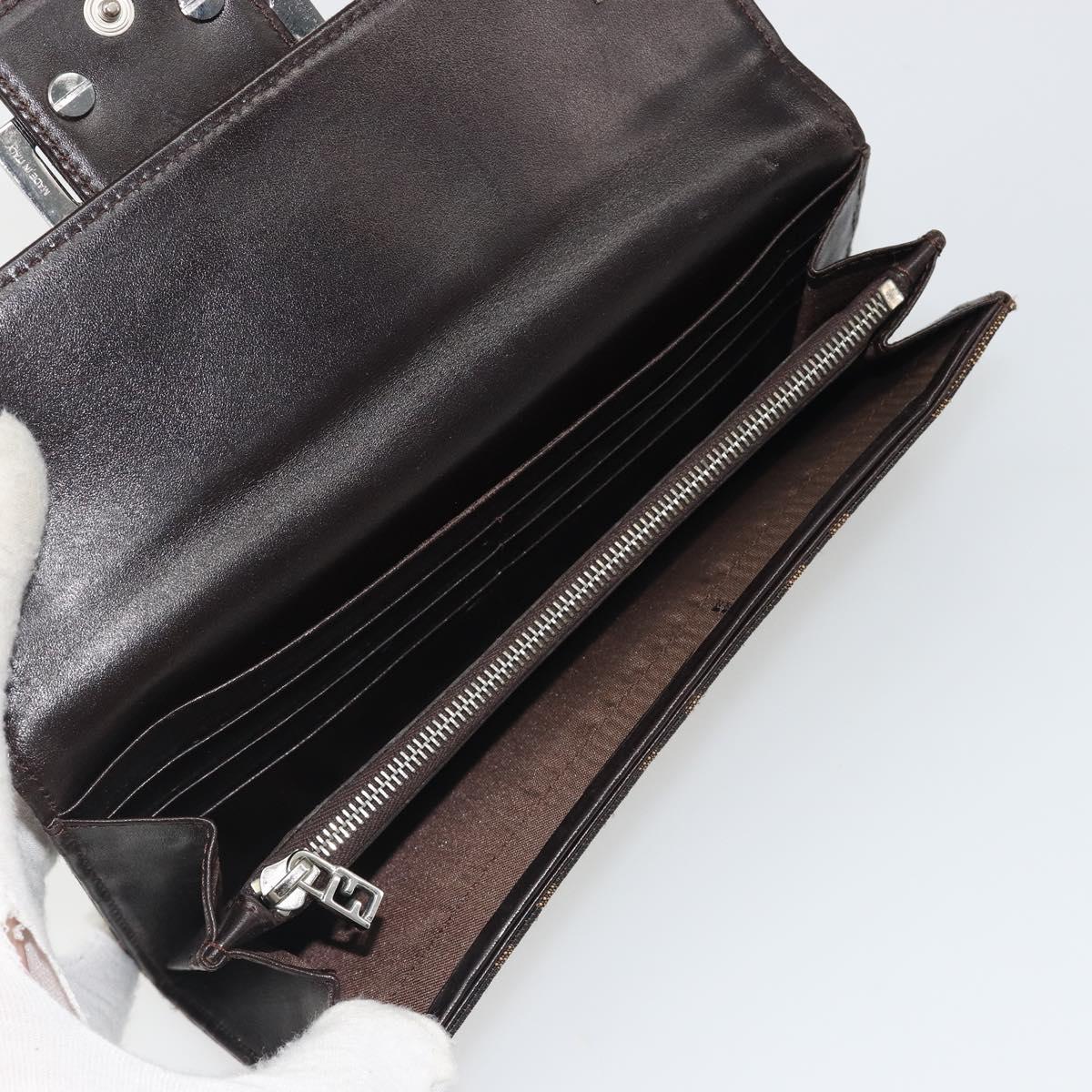 FENDI Zucca Canvas Wallet Black Brown Auth yk20547A