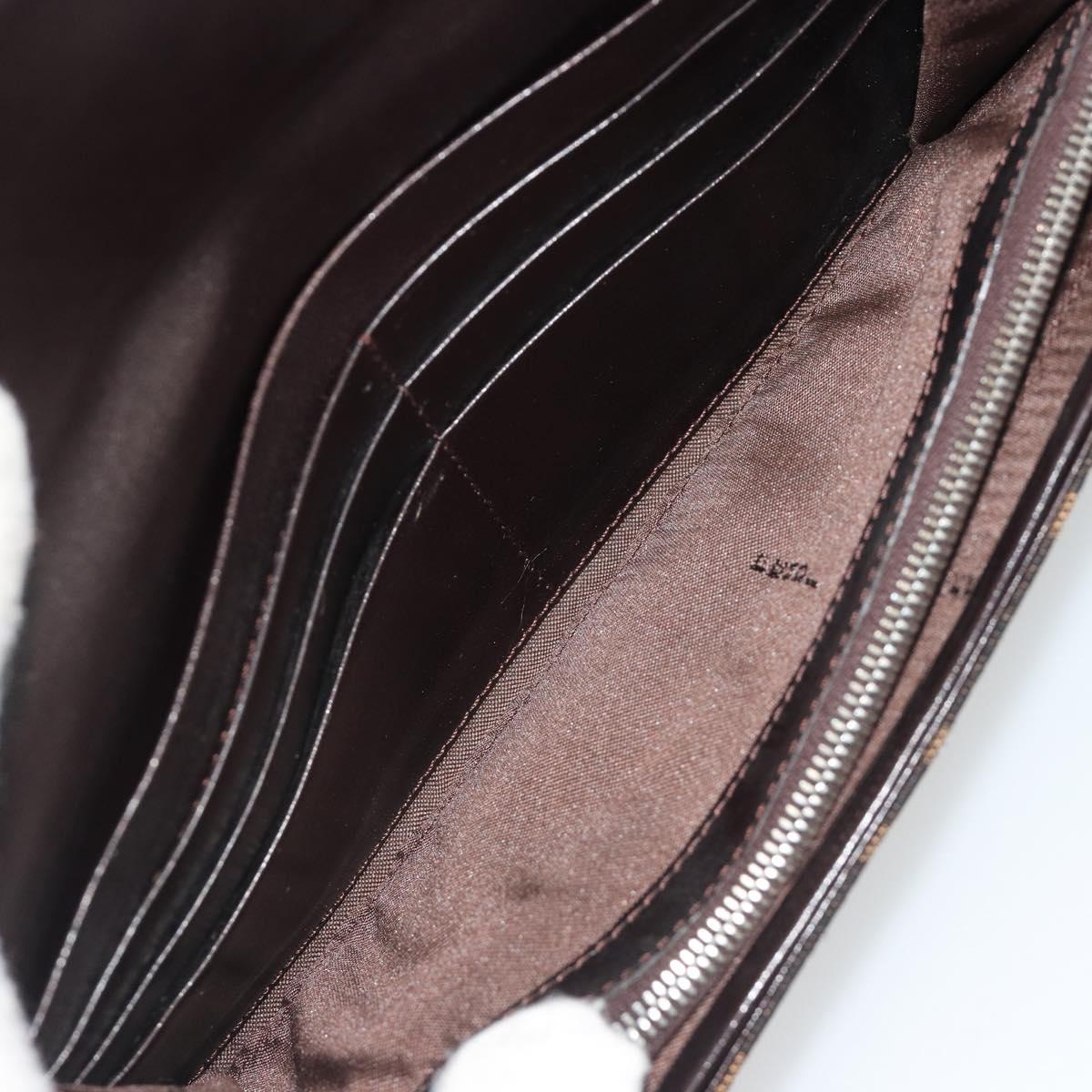 FENDI Zucca Canvas Wallet Black Brown Auth yk20547A
