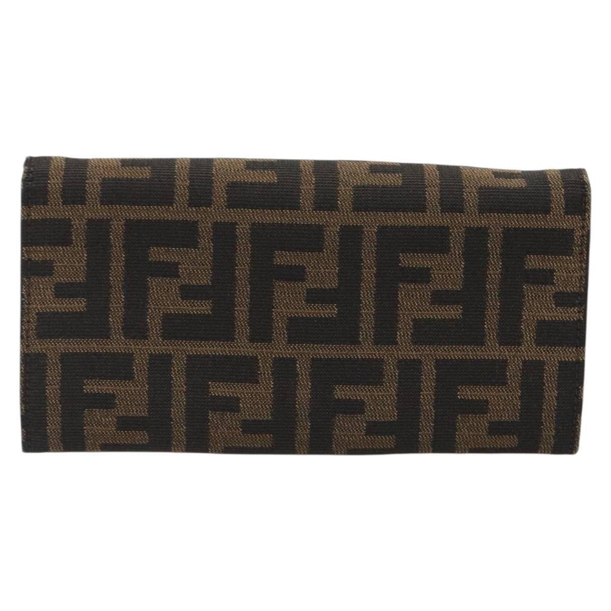 FENDI Zucca Canvas Wallet Black Brown Auth yk20547A