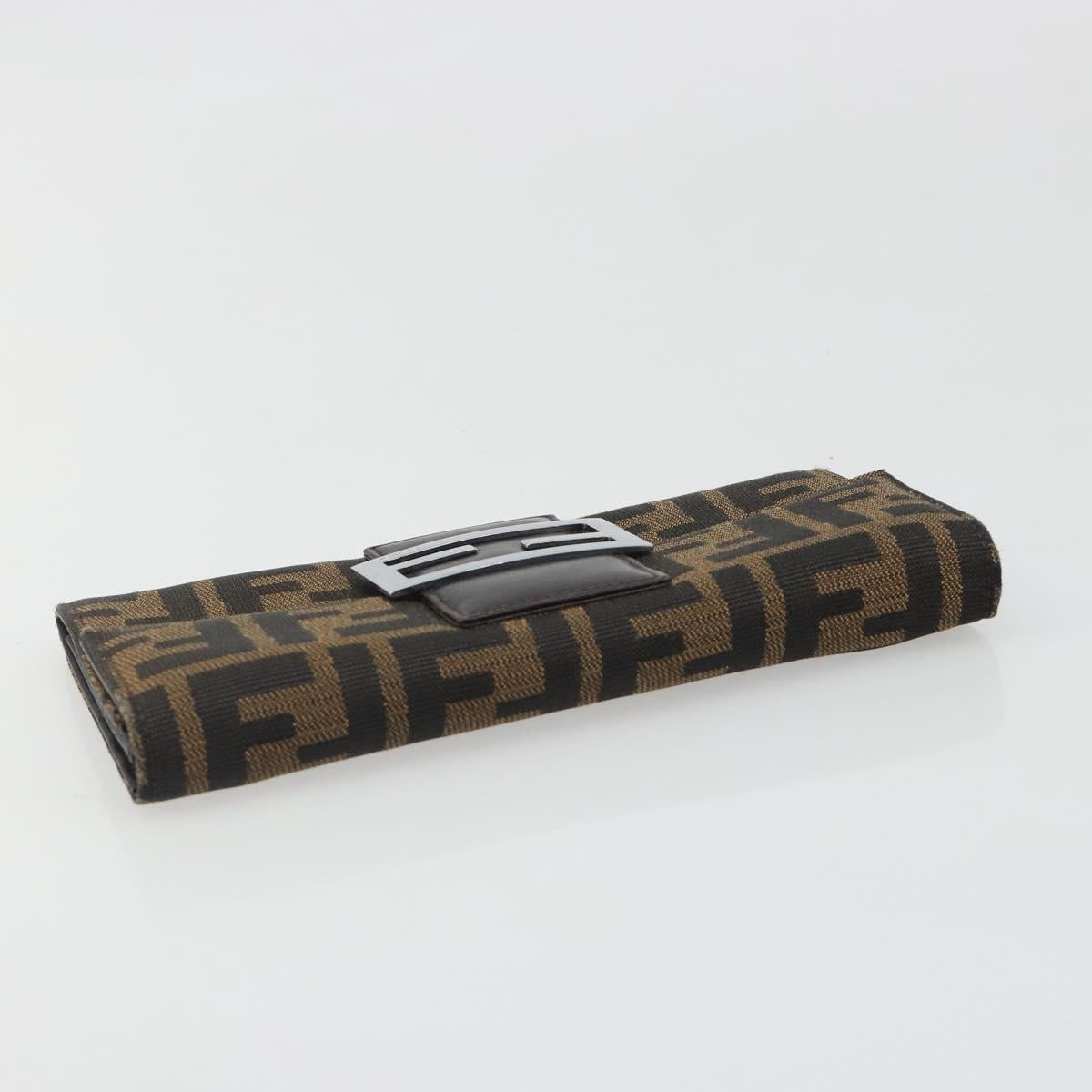 FENDI Zucca Canvas Wallet Black Brown Auth yk20547A