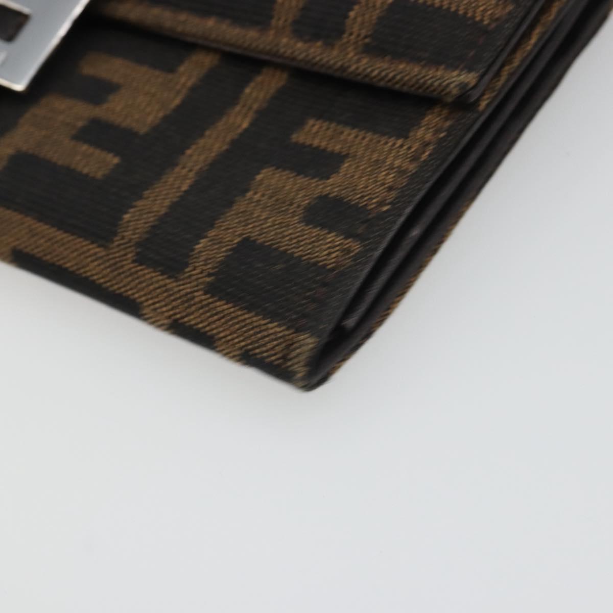 FENDI Zucca Canvas Wallet Black Brown Auth yk20547A