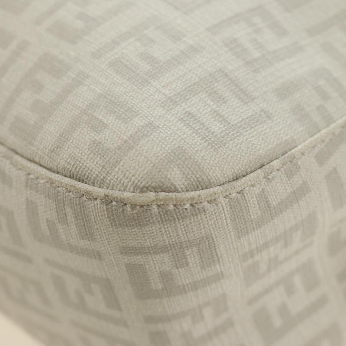 FENDI Zucchino Canvas Mamma Baguette Bag PVC White Silver Auth yk20548SAM