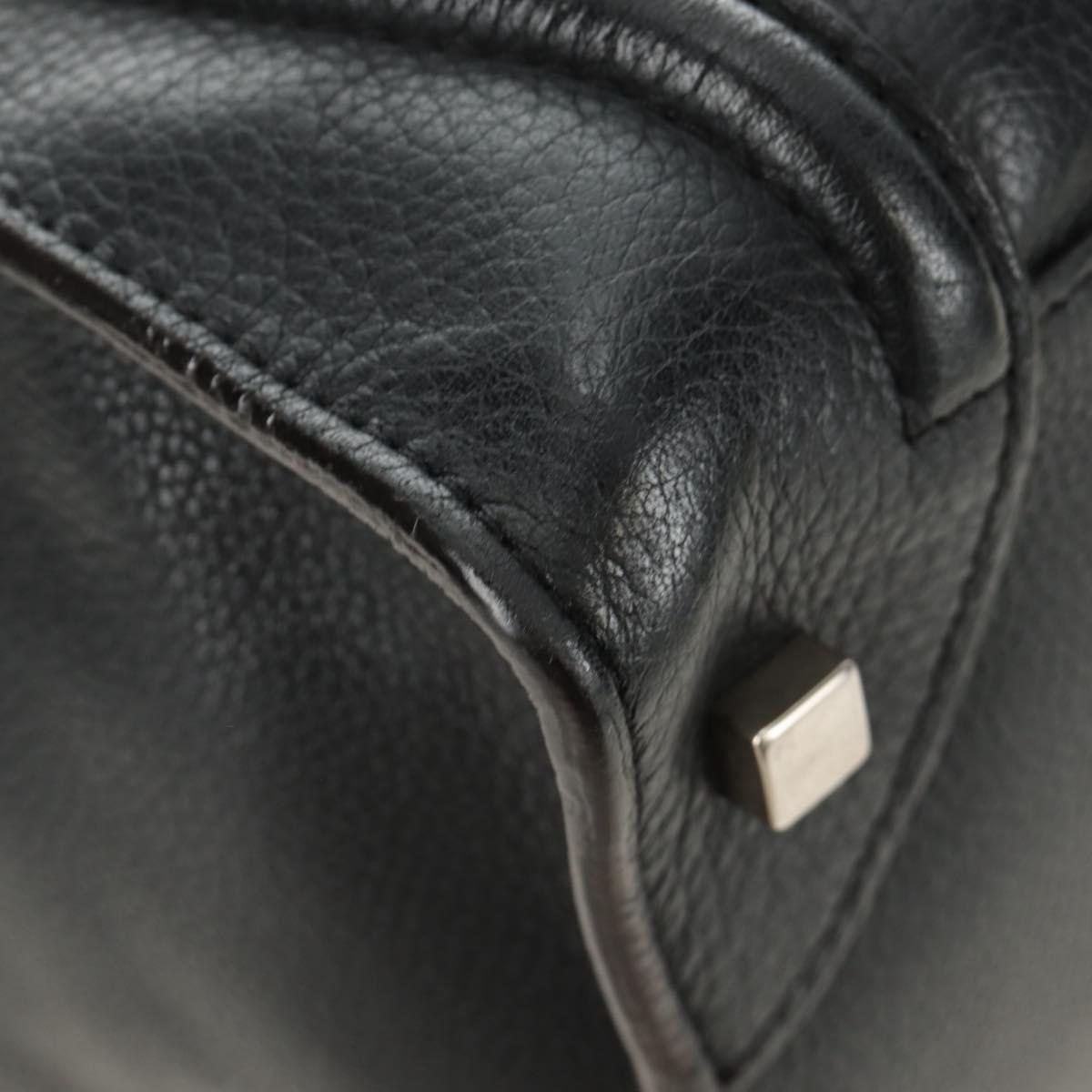 CELINE Luggage Mini Shopper Hand Bag Leather Black Silver Auth yk20549SAM