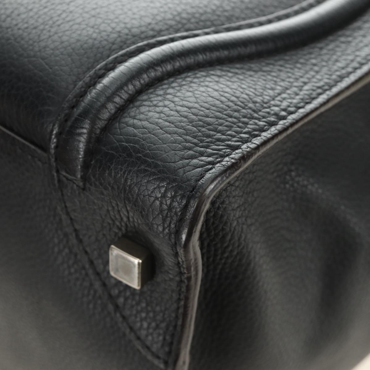 CELINE Luggage Mini Shopper Hand Bag Leather Black Silver Auth yk20549SAM
