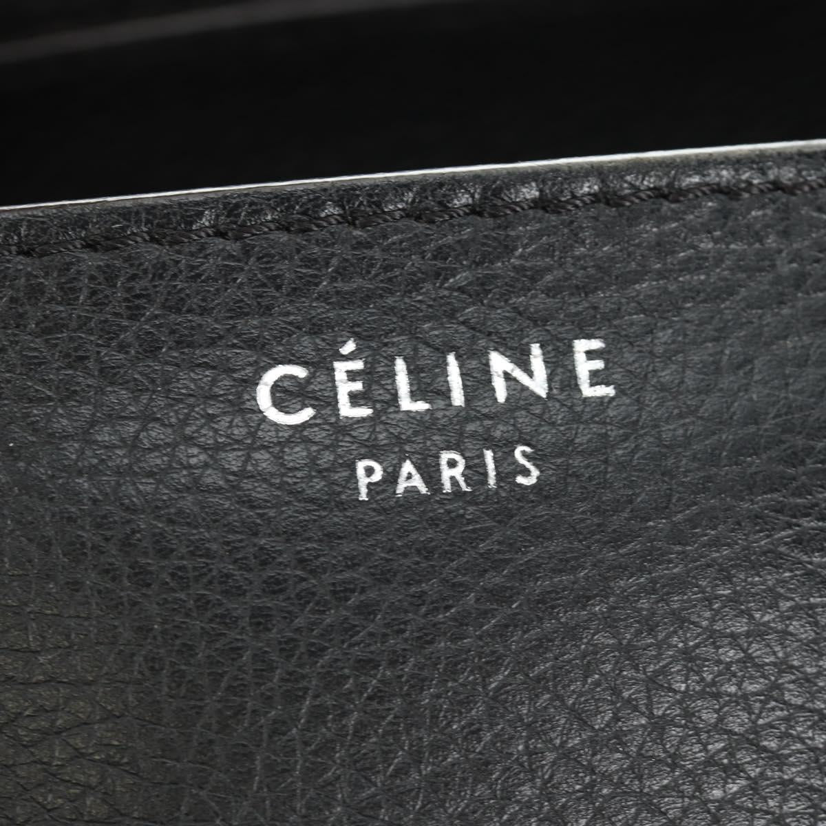CELINE Luggage Mini Shopper Hand Bag Leather Black Silver Auth yk20549SAM