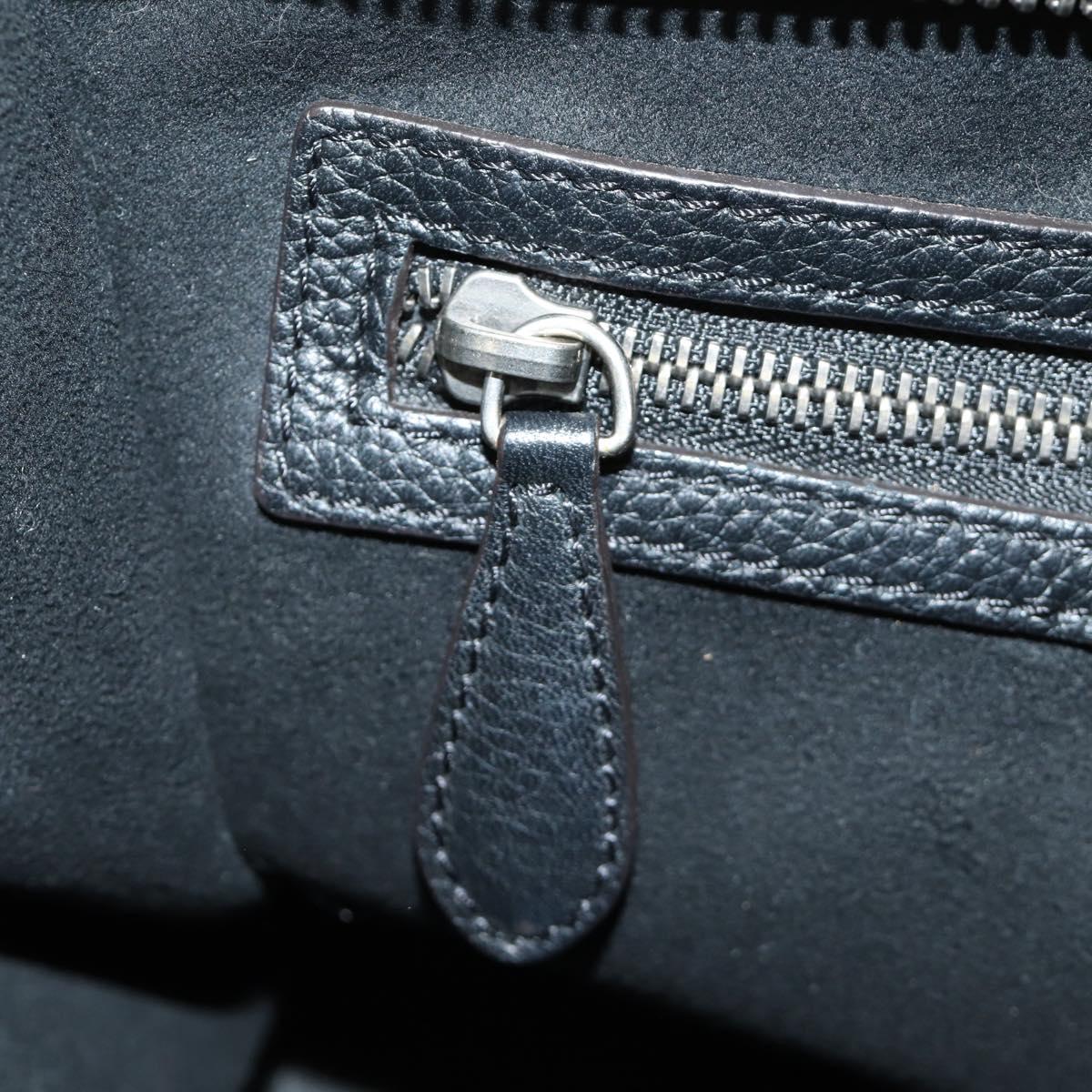 CELINE Luggage Mini Shopper Hand Bag Leather Black Silver Auth yk20549SAM