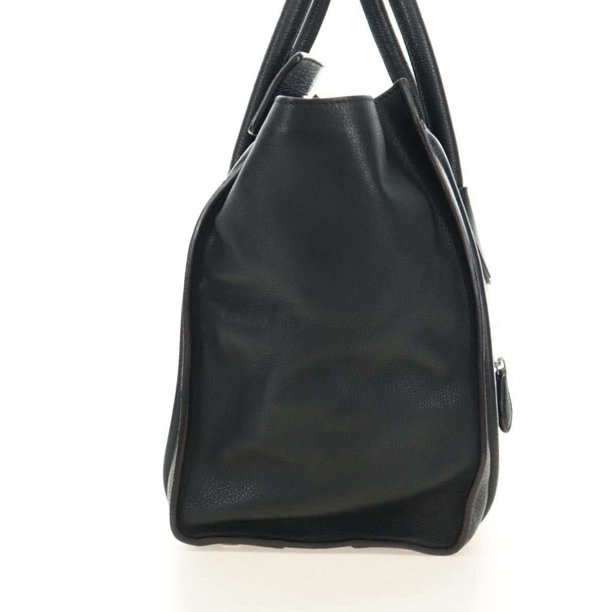 CELINE Luggage Mini Shopper Hand Bag Leather Black Silver Auth yk20549SAM