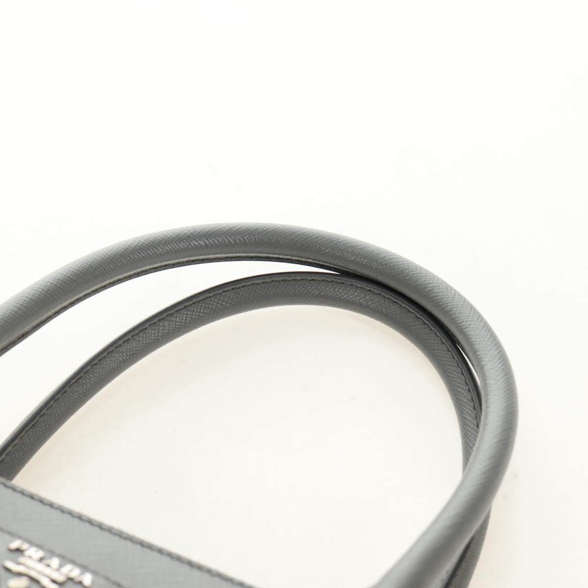 PRADA Hand Bag Safiano Leather 2way Gray Silver Auth yk20551SAM