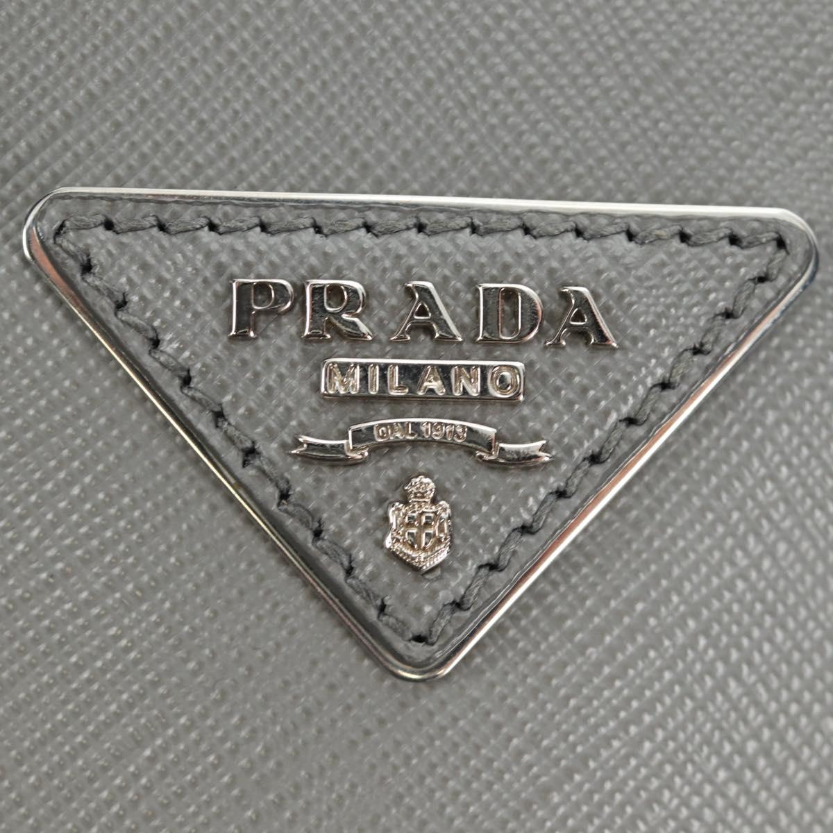 PRADA Hand Bag Safiano Leather 2way Gray Silver Auth yk20551SAM
