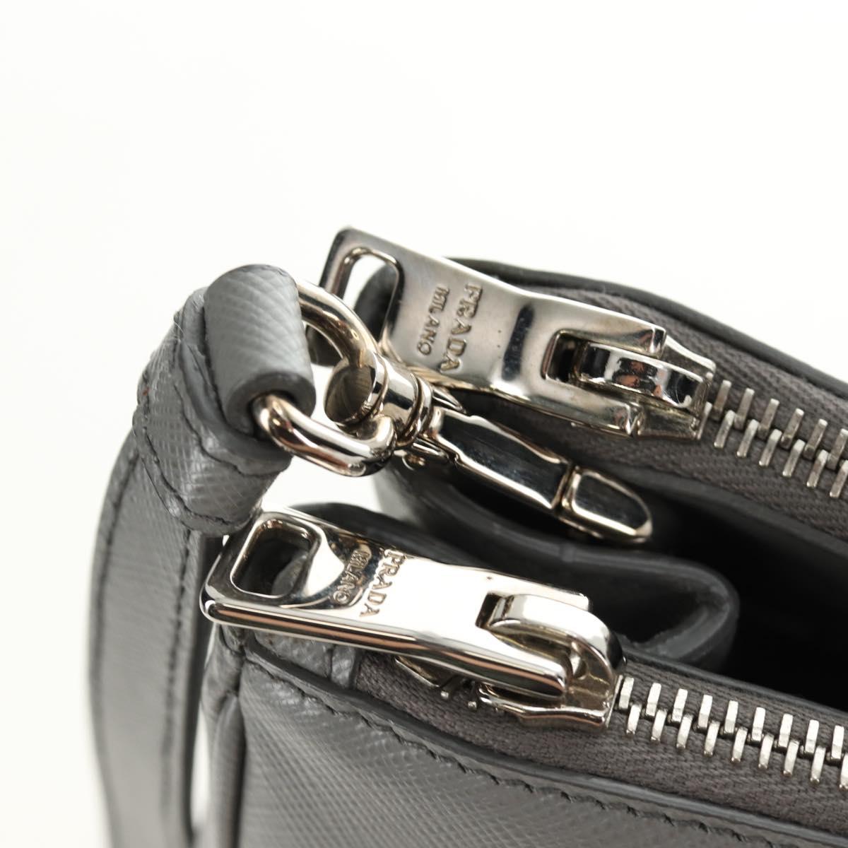 PRADA Hand Bag Safiano Leather 2way Gray Silver Auth yk20551SAM