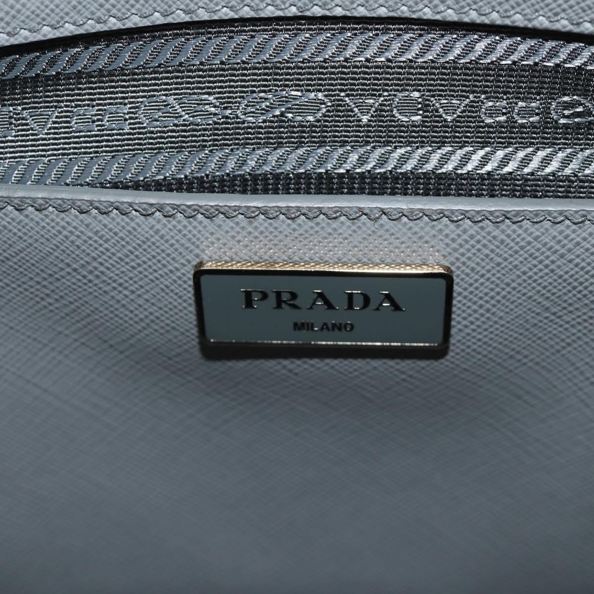 PRADA Hand Bag Safiano Leather 2way Gray Silver Auth yk20551SAM