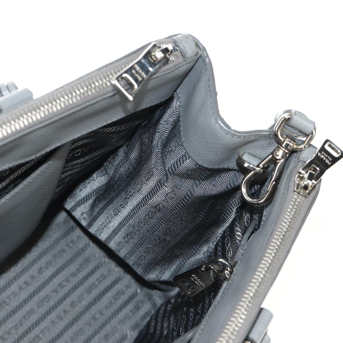 PRADA Hand Bag Safiano Leather 2way Gray Silver Auth yk20551SAM