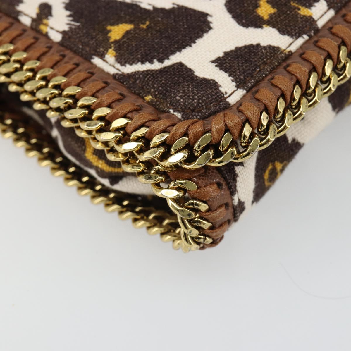 Stella MacCartney Falabella Chain Leopard Pattern Bag Canvas Brown Auth yk20554A