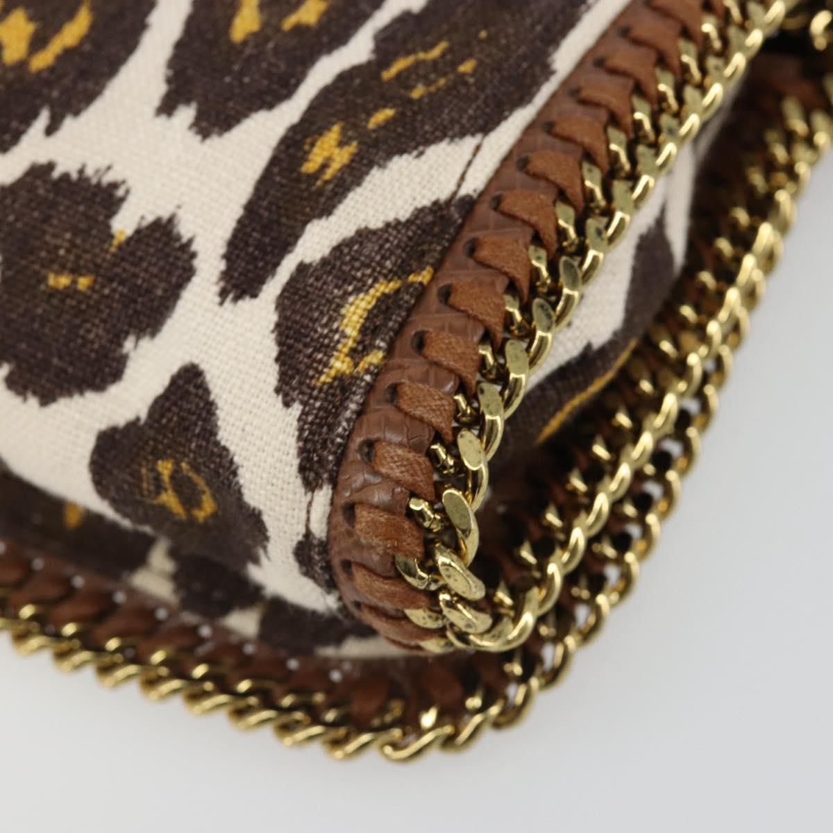 Stella MacCartney Falabella Chain Leopard Pattern Bag Canvas Brown Auth yk20554A
