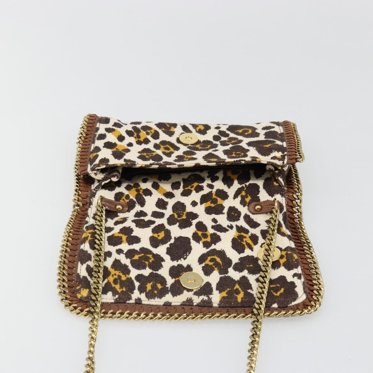Stella MacCartney Falabella Chain Leopard Pattern Bag Canvas Brown Auth yk20554A