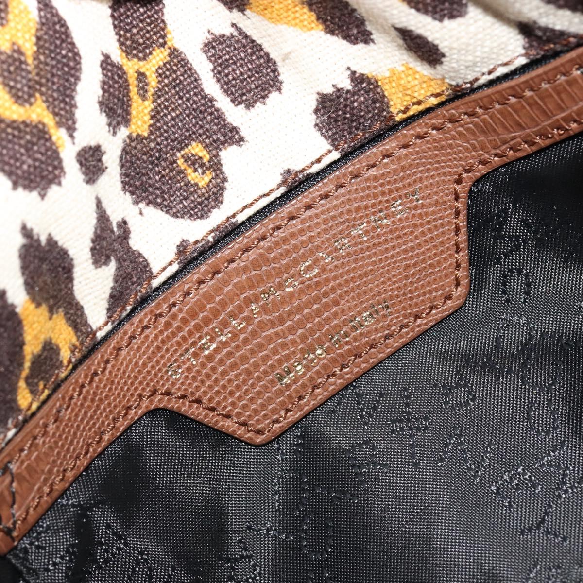 Stella MacCartney Falabella Chain Leopard Pattern Bag Canvas Brown Auth yk20554A